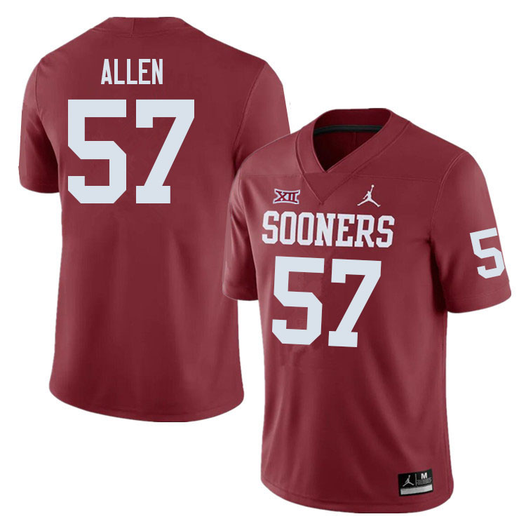 Men #57 Gunnar Allen Oklahoma Sooners College Football Jerseys Sale-Crimson - Click Image to Close